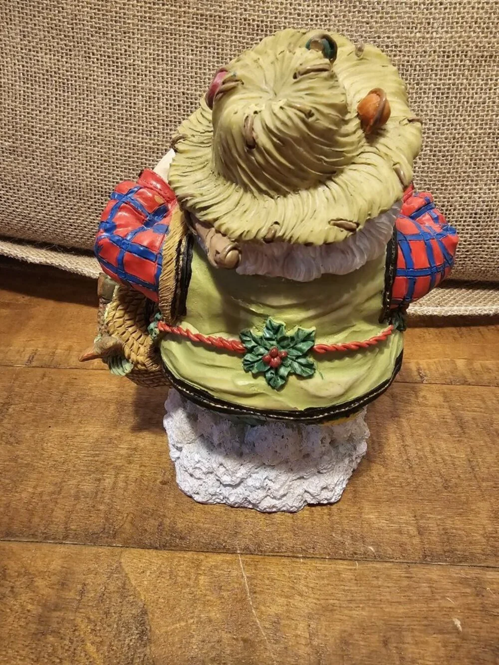 World Bazaars SANTA CLAUS FIGURINE Gone Fishing with Tackle and Fish Super Cute